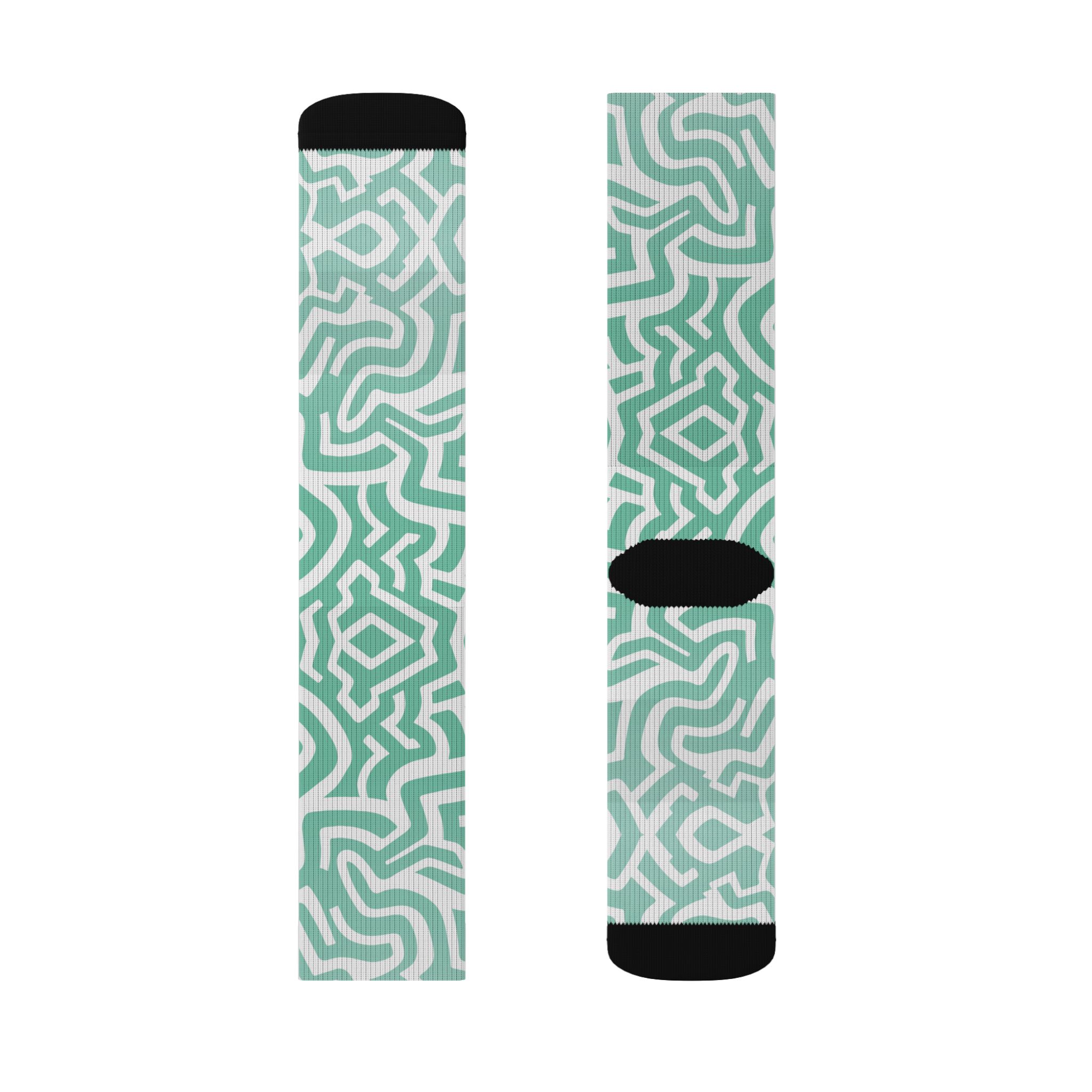 Mint Abstract Socks - Artsy Vibrant Designs - Image 3