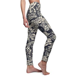 Tattoo-Style Women's Vintage Monochrome Leggings - Unique Printed Stretch Fit