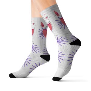 W(h)ining Cat Abstract White Socks - Artsy Vibrant Designs
