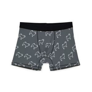 Playful Pug Men's Boxers Grey - Fun Dog Print Underwear