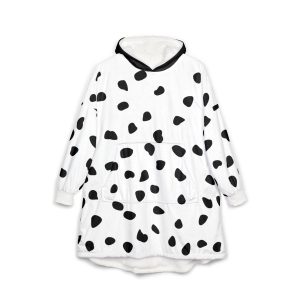 Dalmatians Dots Pongo Pattern Unisex Hooded Blanket - Perfect for Relax