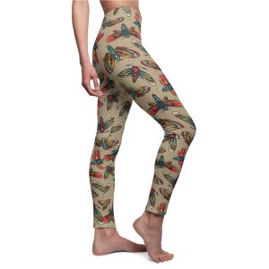 Tattoo-Style Women's Vintage Skull Butterfly Leggings - Unique Printed Stretch Fit