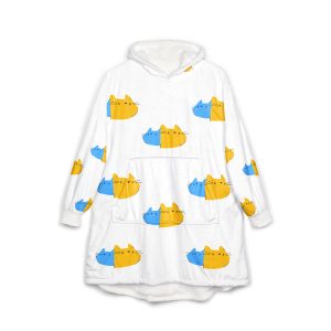 Cozy Cats White Unisex Hooded Blanket - Perfect for Relax