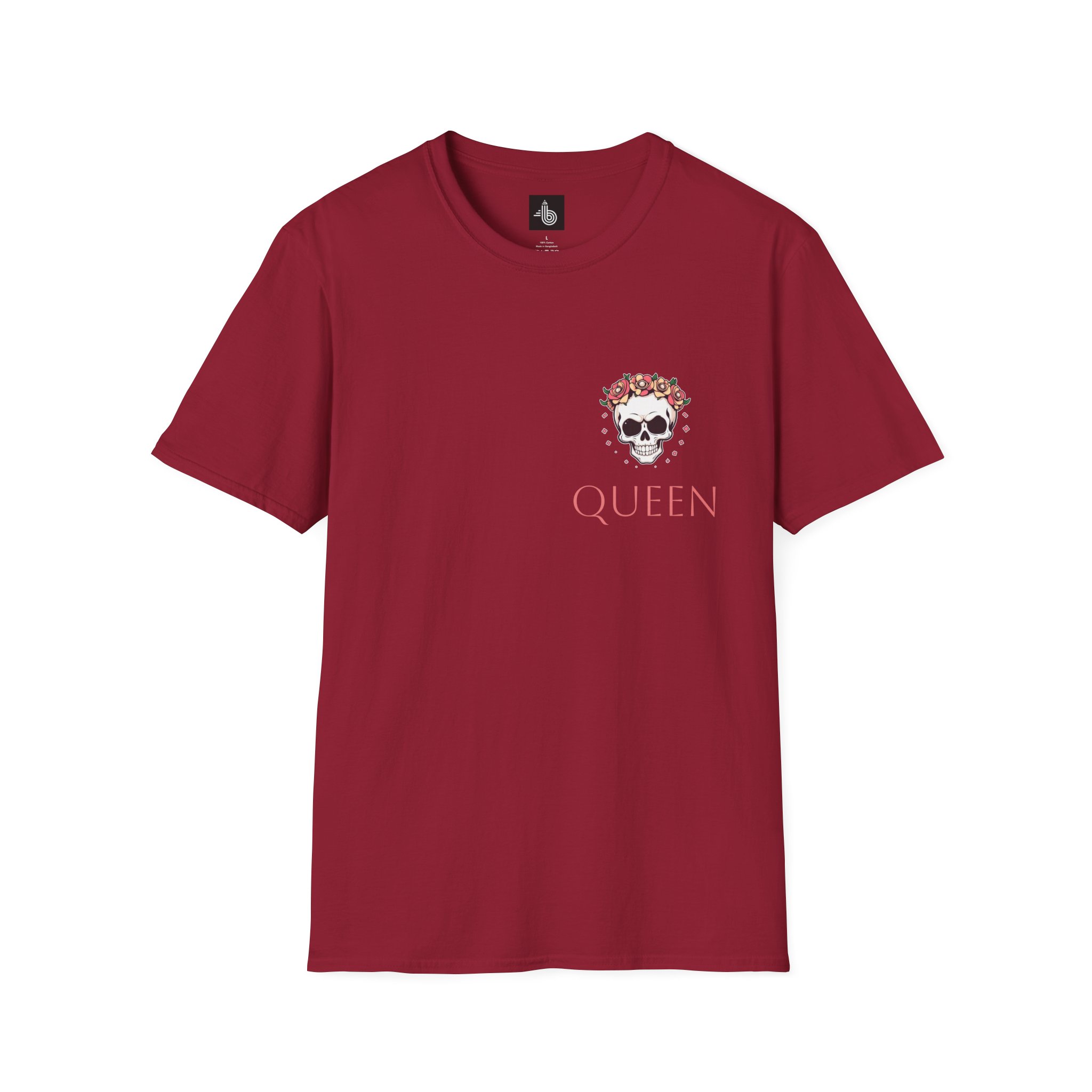 Unisex Softstyle QUEEN Wreath Skull Tee Logo T-Shirt - Image 17
