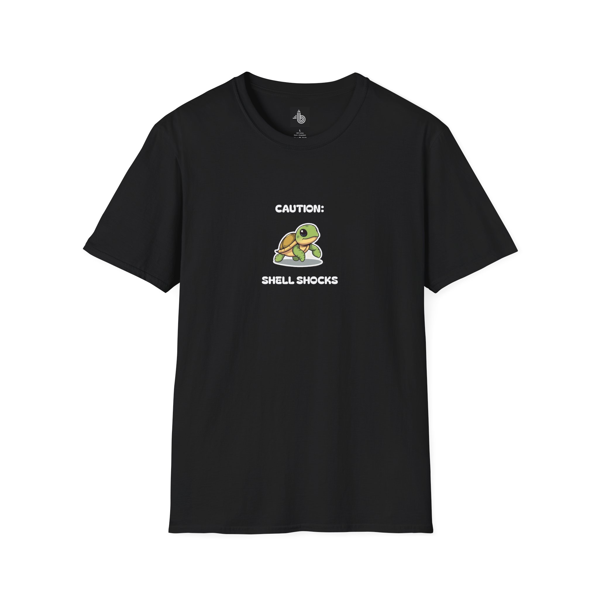 Funny Unisex Softstyle Turtle Shocks Tee Logo T-Shirt