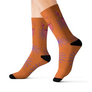 W(h)ining Cat Abstract Orange Socks - Artsy Vibrant Designs