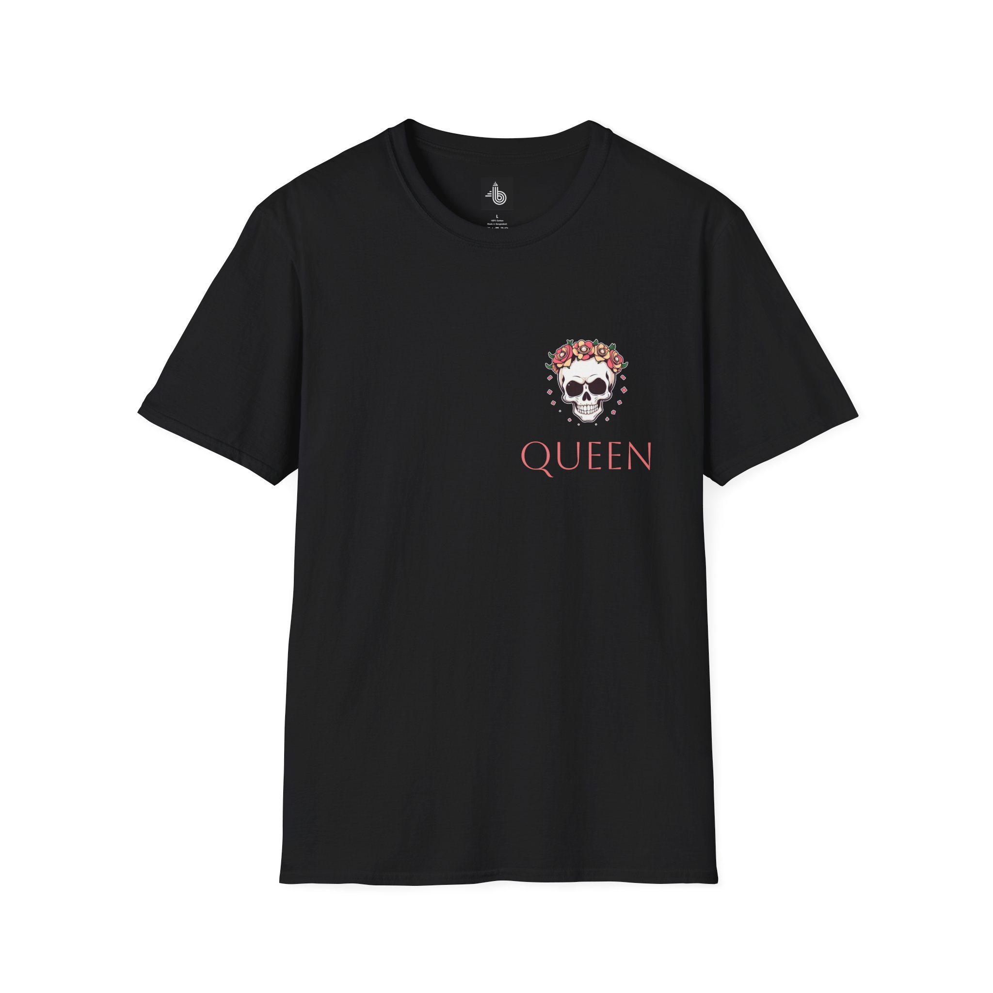 Unisex Softstyle QUEEN Wreath Skull Tee Logo T-Shirt - Image 7