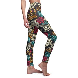 Tattoo-Style Women's Royal Skull Casual Leggings - Unique Printed Stretch Fit