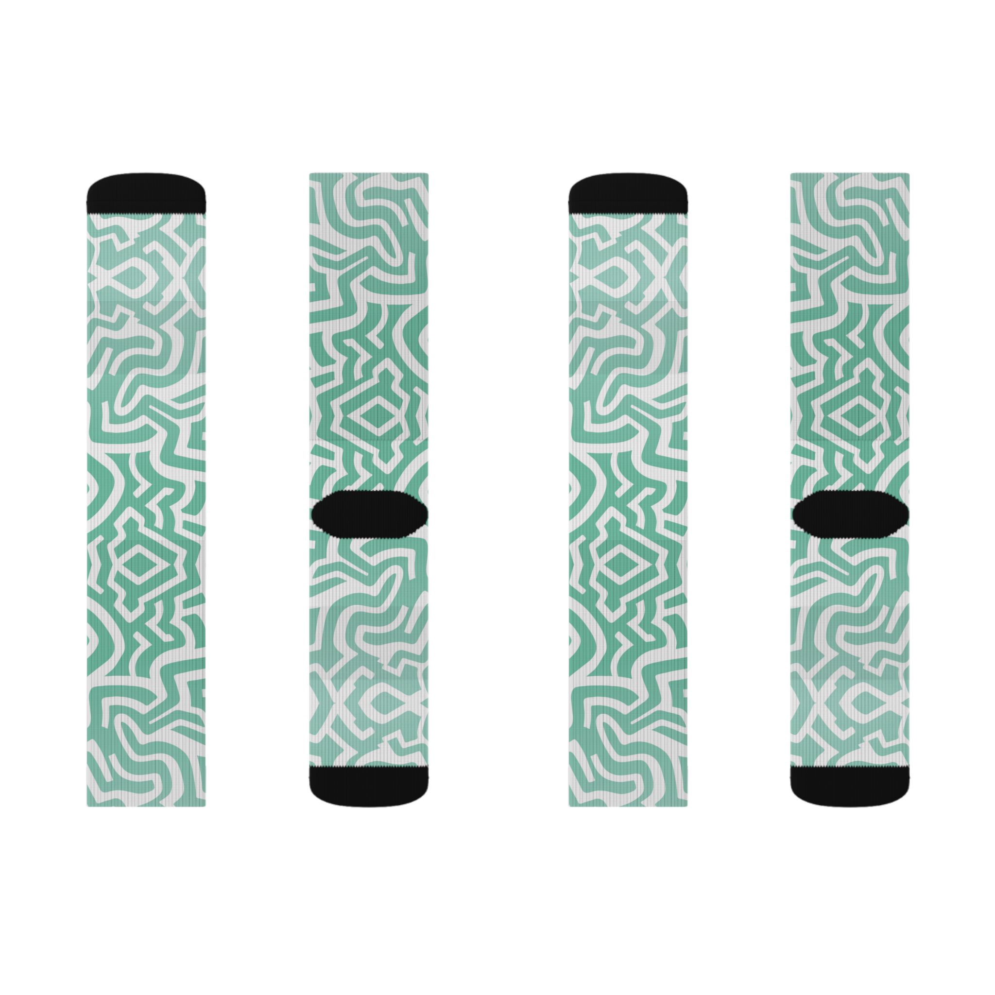 Mint Abstract Socks - Artsy Vibrant Designs - Image 2