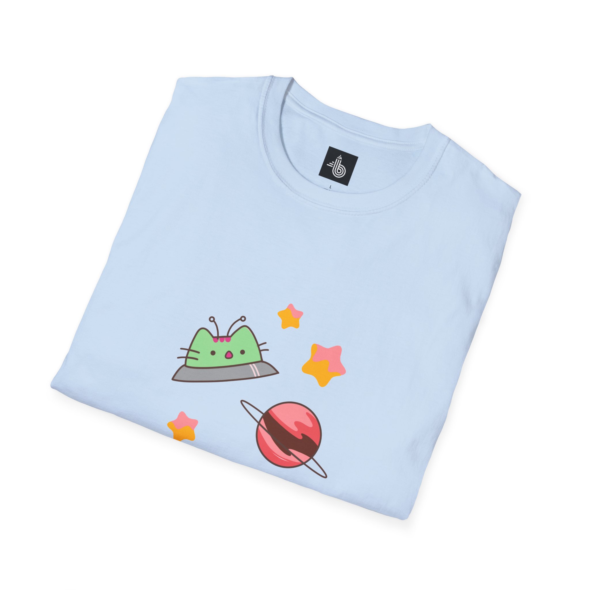 Funny Unisex Softstyle Cosmic Cat Space Tee Logo T-Shirt - Image 8