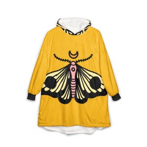 Cozy Moth Yellow Unisex Hooded Blanket - Perfect for Relax