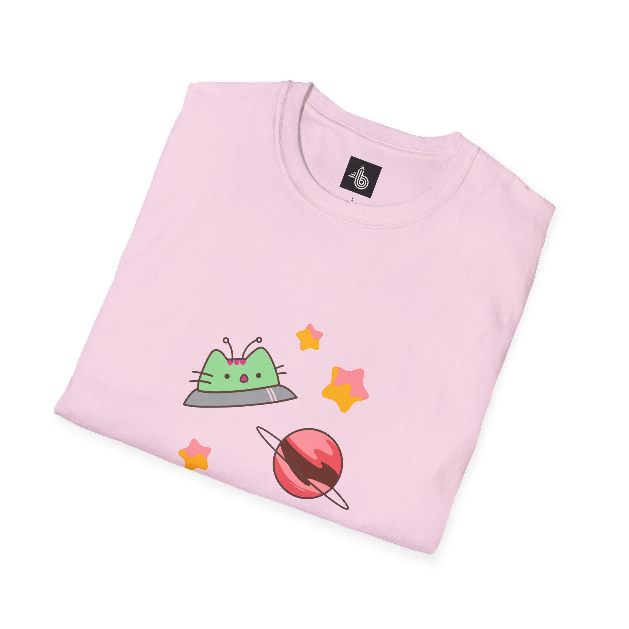Funny Unisex Softstyle Cosmic Cat Space Tee Logo T-Shirt - Image 12